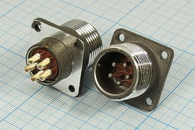 Штекер ЦС, 5P, М24, на панель, фланец 4отверстия, [ШР20П5ЭШ10]аналог; Q-11189 штек ЦС\ 5P\М24\пан\флан 4отв\[ШР20П5ЭШ10]аналог