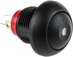 DPWL 1CGKR, Illuminated Miniature Push Button Switch, Momentary, Panel Mount, 12.9mm Cutout, SPST, Red LED, IP67