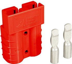 Battery Connector Kit, Genderless, 2 Poles, 6AWG, 50A, Red