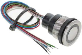 3-101-404, Pushbutton Switches 22mm METAL RING ILUM MULTICOLR STANLS STL