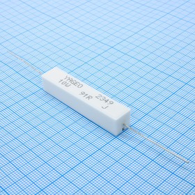 SQP10AJB-91R, (SQP 10W 91 5%), Резистор керамический цементный аксиальный (SQP) 10Вт 82Ом +5%