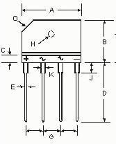 KBJ410G-DIC, Диодный мост: однофазный, Urmax: 1кВ, If: 4А, Ifsm: 120А, плоские