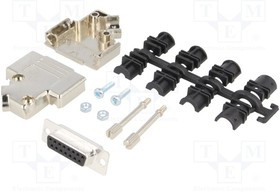 D45PK-M-15-DBS-K, Разъем D-Sub; PIN: 15; вилка; "мама"; пайка; на пр