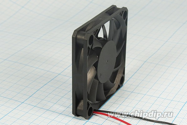 Вентилятор 60x60x10, напряжение 12В, мощность 2,0Вт, выводы 2L, подшипник скольжения, KF0610H1M-R