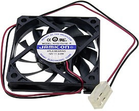 Вентилятор 60x60x10, напряжение 12В, мощность 2,0Вт, выводы 2L, подшипник скольжения, KF0610H1M-R