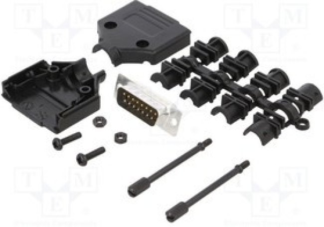 MHDTPPK15-DB15PK, D-Sub Connector Kit, DA-15 Plug, Solder, Steel MHDTPPK15-DB15PK, D-Sub Connector Kit, DA-15 Plug, Solder, Steel