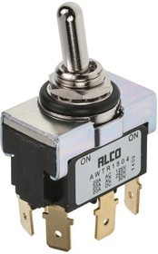 AWTR1504, Toggle Switch, Panel Mount, On-(On), DPDT, Tab Terminal AWTR1504, Toggle Switch, Panel Mount, On-(On), DPDT, Tab Terminal