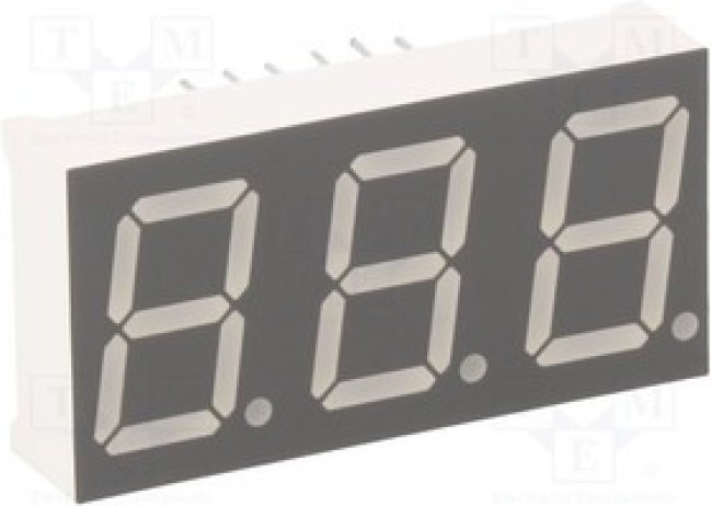 KW3-567CGB, Дисплей: LED, 7-сегментный, 14,2мм, 0,56", II.зн: 3, желто-зеленый