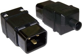 Вилка Вилка IEC 60320 C20, 16A, 250V, прямая, разборная, черная