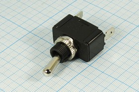 Рычажный переключатель (тумблер), 220В, 6А, переключение ON-OFF, d12.2, металлический, контакты 2T, R13-416A2