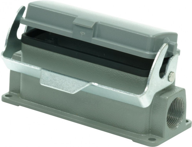 MP009421, Разъем для тяжелых условий, Основа, сквозной монтаж с гайкой, ввод сбоку, Корпус из Алюминия MP009421, Разъем для тяжелых условий, Основа, сквозной монтаж с гайкой, ввод сбоку, Корпус из Алюминия