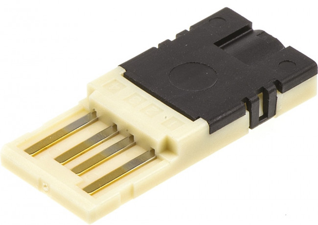 2040305-1, Вилка, USB A, на провод, пайка, PIN 4, прямой, фиксаторы