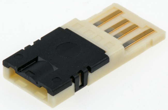 2040305-1, Вилка, USB A, на провод, пайка, PIN 4, прямой, фиксаторы