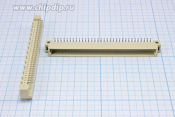 Прямоугольный соединитель штекер DIN41612, шаг P2,54мм, 64P[A], не полный, пластиковый, угловой, D21-32MR1DL; №10097 штек ПрС DIN41612\P2,54