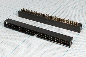 Разъем (IDC) BH-64 вилка, шаг P2.54x2.54, контакты 64P, на плату, BH-64