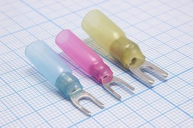 231037Y, Наконечник вилочный 3.2мм изолированный термоусаживаемый, красный; №15949R клемма"U" d 3,7\0,4\S0,5~1,5\Cu луж\t-усад\кр\\