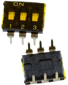 DI-F03, Dip переключатель гермет. 3 поз. 2.54мм 24В 25мА