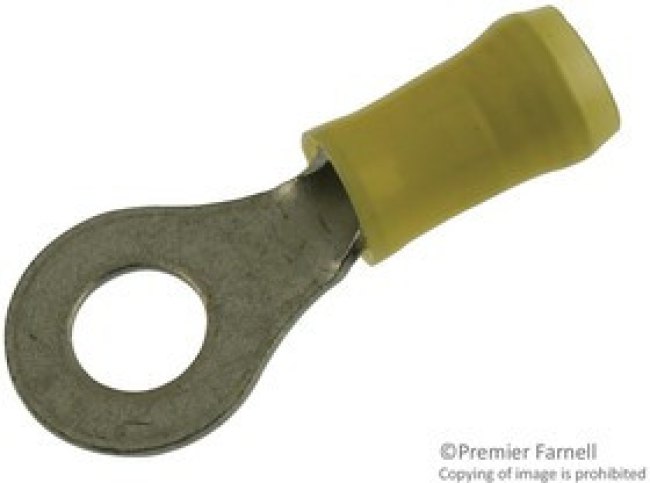 35110, Клемма с кольцевым наконечником, M6, 1/4", 10 AWG, 6.64 мм², PIDG, Желтый