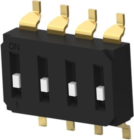 EDS04SGRNTR04Q, DIP / SIP переключатель, с углублением, 4 схем(-а), Ползунок, SMD (Поверхностный Монтаж), SPST
