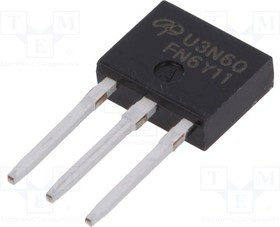 AOU3N60, Транзистор: N-MOSFET, полевой, 600В, 1,6А, TO251