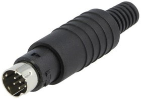 MP-371/S8, Вилка, DIN mini, "папа", PIN: 8, с амортизатором, пайка, на провод