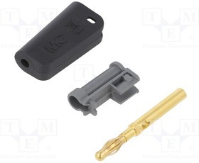 LQ-4A-30-21, Вилка; "банан" 4мм; 19А; черный; позолота; Монтаж: на кабель