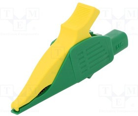 XDK-1033-20, Щуп-зажим желто-зеленый 4мм Щупы-зажимы "крокодил"