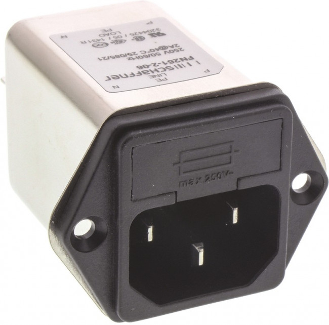 FN261-2-06, Разъем: питания AC; гнездо; "папа"; 2А; 250ВAC; на панель,винтами