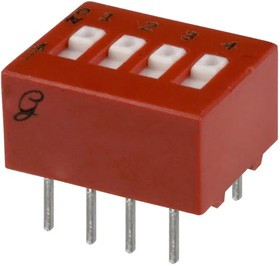 78RB04T, DIP Switches / SIP Switches DIP Switch SPST Recessed Slide 4 Pos