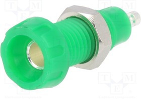 551-0400, Гнездо; "банан" 4мм; 10А; 50ВDC; 28,5мм; зеленый; никелированные