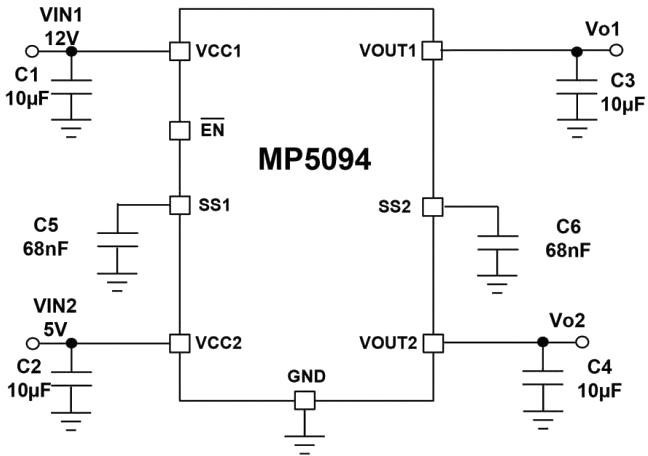 MP5094GJ-Z, Current &amp; Power Monitors &amp; Regulators Dual 12V/5V Current-Limit Switch with Output Over-Voltage Clamp in Small 3x3mm TSOT23-8 Pa