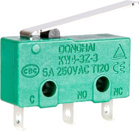 MSW-12 (21мм) (KW4-3Z-3), Микропереключатель с лапкой 21мм ON-(ON) (5A 125/250VAC) SPDT 3P
