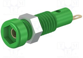 LB2-IF-25, Гнездо, "банан" 2мм, 10А, 23,3мм, зеленый, Покрытие: позолота
