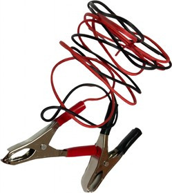 Комплект зажимов "крокодил" (кр+черн) с проводами, 7А