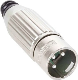AAA3MZH, Cable Mount XLR Connector, Male, 500 V ac, 3 Way, Silver Plating