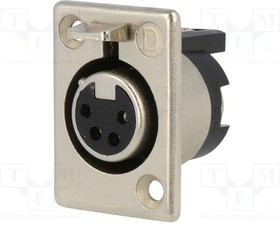 702-0400, XLR Connectors NIKL/SILV PANEL 4C