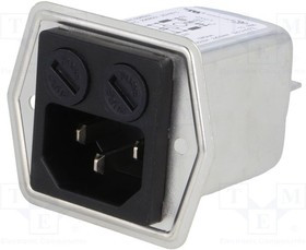 5707.0601.312, Разъем: питания AC, гнездо, "папа", 6А, 250ВAC, IEC 60320, -25-85°C