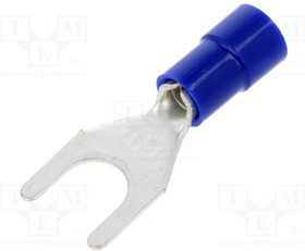 BM00232, Наконечник: вилка, M6, d: 6,3мм, 1,5-2,5мм2, обжим, на провод, синий