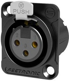 Seetronic MK3F2C-BG панельный разъём XLR тип D, "мама", 3-контактный, чёрный, позолоченные контакты