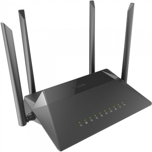 Wi-Fi роутер D-Link DIR-825/RU/R, AC1200, черный