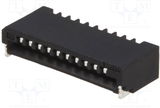 10FMN-SMT-A-TF (LF)(SN), Conn FFC Connector SKT 10 POS 1mm Solder RA SMD T/R