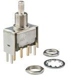 MB2411E1G13, Switch Push Button ON (ON) SPDT Round Plunger 0.1A 28VAC 28VDC 0.4VA Momentary Contact PC Pins Panel Mount/Bracket Mount