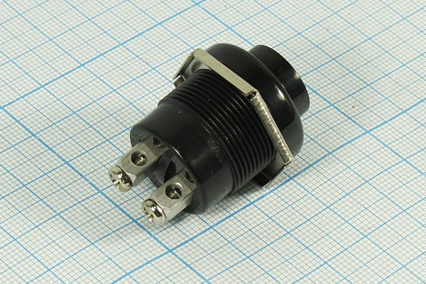 Включатель кнопочный без фиксации (SPST), OFF-(ON), черный, уточнить напряжение, 220/10А; №2099 ПКн\ 24\10\(SPST)\d22\чер\ чер\\2Cвинт\A2-5A