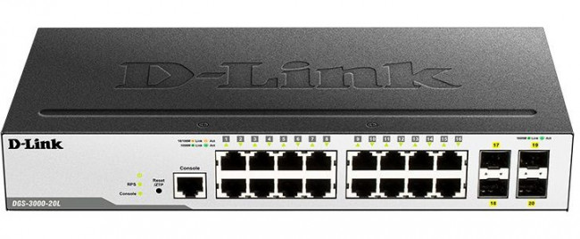 Коммутатор D-Link DGS-3000-20L/B1A, управляемый Коммутатор D-Link DGS-3000-20L/B1A, управляемый