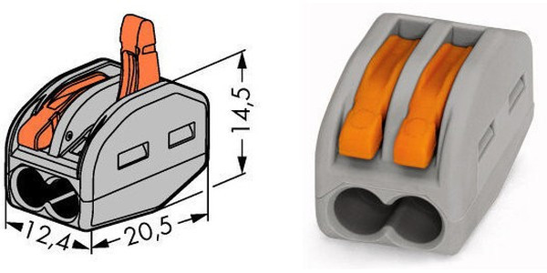 Wago клеммы для всех типов проводников; макс. 4 мм²; 2-проводн.; с рычагами; серый корпус, упаковка 50 шт Wago клеммы для всех типов проводников; макс. 4 мм²; 2-проводн.; с рычагами; серый корпус, упаковка 50 шт