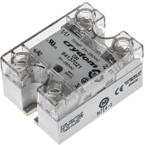 84137021, GN Series Solid State Relay, 50 A rms Load, Panel Mount, 280 V ac Load, 280 V ac Control 84137021, GN Series Solid State Relay, 50 A rms Load, Panel Mount, 280 V ac Load, 280 V ac Control