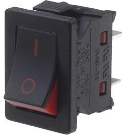 MP004410, Клавишный переключатель, SPST, Без Подсветки, Панель, Черный, Красный