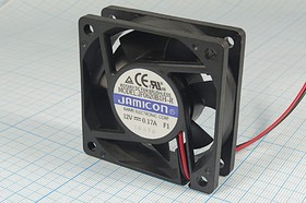 Вентилятор 60x60x20, напряжение 12В, ток 0,17А, выводы 2L, подшипник качения, JF0620B1H-R JAMICO