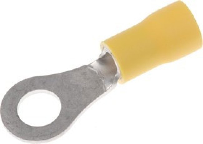 FVWS5.5-6(LF), FV Insulated Ring Terminal, M6 (1/4) Stud Size, 2.6mm² to 6.6mm² Wire Size, Yellow FVWS5.5-6(LF), FV Insulated Ring Terminal, M6 (1/4) Stud Size, 2.6mm² to 6.6mm² Wire Size, Yellow