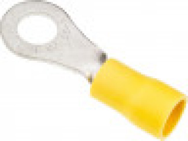FVWS5.5-6(LF), FV Insulated Ring Terminal, M6 (1/4) Stud Size, 2.6mm² to 6.6mm² Wire Size, Yellow FVWS5.5-6(LF), FV Insulated Ring Terminal, M6 (1/4) Stud Size, 2.6mm² to 6.6mm² Wire Size, Yellow